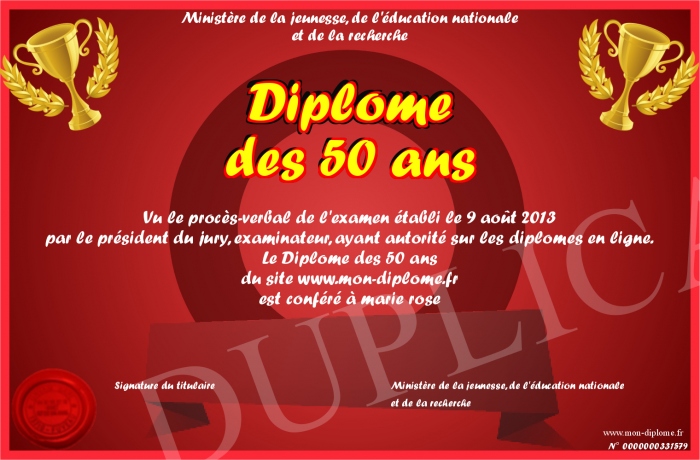 diplome 50 ans
